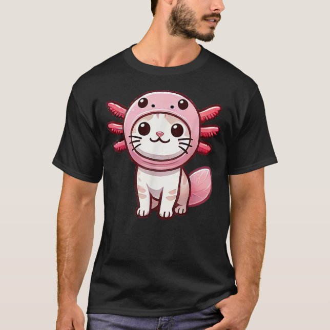 Camiseta Kawaii Cat Kitten Axolotl Costume (Frente)