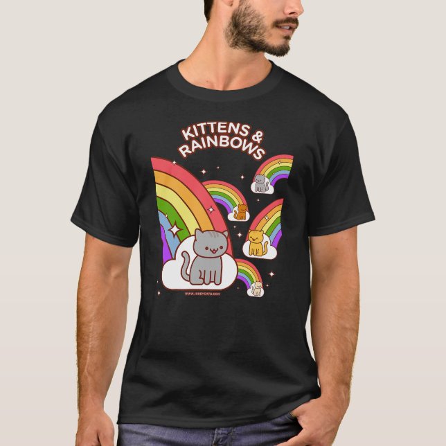 Camiseta Kawaii Cat - KITTENS & RAINBOWS (Frente)