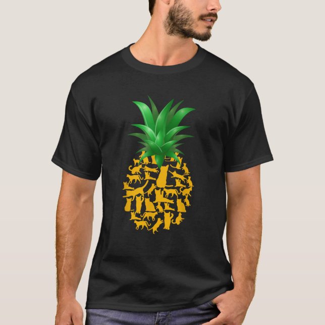 Camiseta Kawaii Cat Pineapple Engraçado Cat Mãe Pineappel V (Frente)