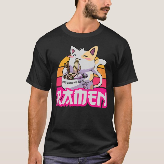 Camiseta Kawaii Cat Ramen - Anime Neko (Frente)