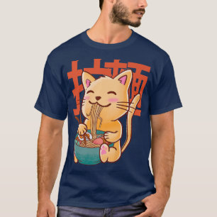 Camiseta Kawaii Cat Ramen Anime Neko Noodles Comidas Japone