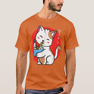 Camiseta Kawaii Cat Ramen Anime Neko Teen presentes Meninas