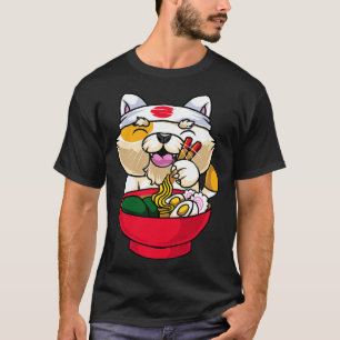 Camiseta Kawaii Cat Ramen Bowl Noodles Engraçados Gatinho 1
