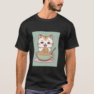 Camiseta Kawaii Cat Ramen Cute Chibi Japonês Coisas Design