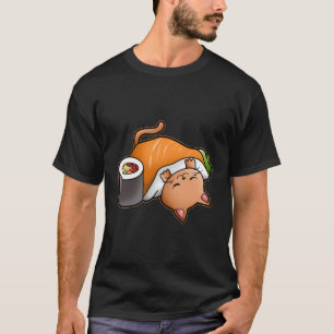 Camiseta Kawaii Cat Sushi Funny Cat Proprietário de Gatos D
