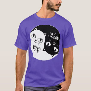 Camiseta Kawaii Cat Ying Yang Gatinho Engraçado Gato Lover