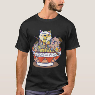 Camiseta Kawaii Cats Anime Noodles Japoneses Ramen
