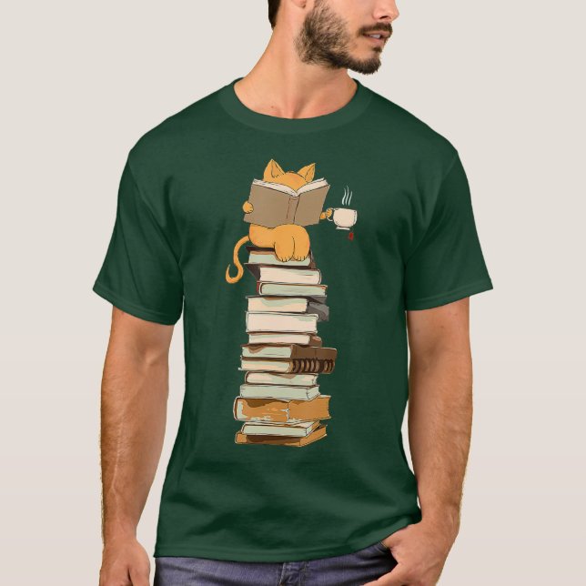 Camiseta Kawaii Cats Books Tea Gift (Frente)