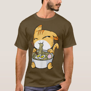 Camiseta Kawaii Cats Ramen Bowl Engraçado Gatinho de Noodle