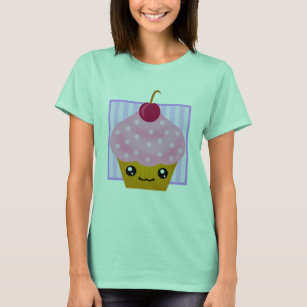 Camiseta Roupa do coração do cupcake de Kawaii