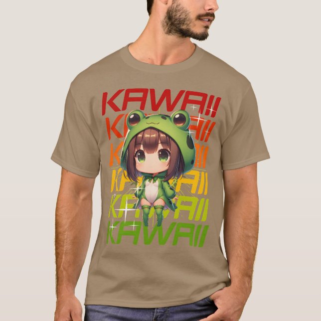 Camiseta Kawaii Chibi Anime Frog vintage (Frente)