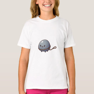 Camiseta Kawaii Chibi Pet Rock Caminhando na Coleira Crianç