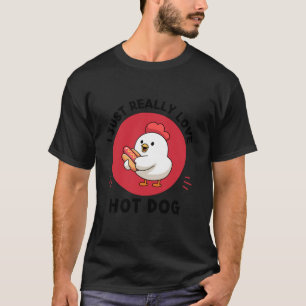 Camiseta Kawaii Chicken Hot Dog Lover Eu Adoro Ho