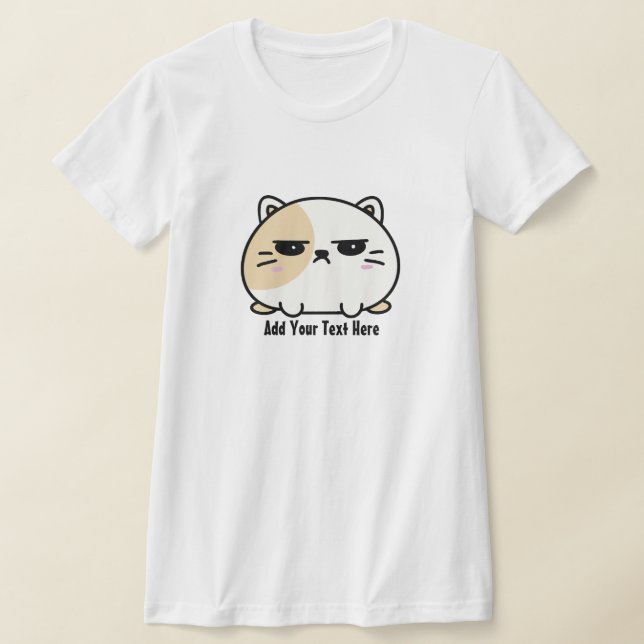 Camiseta Kawaii Chubby, Cuja Gata Mochi Está Zangada (Postura )