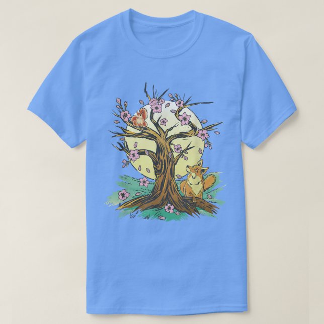 Camiseta Kawaii com Sakura e cerejeira florada e (Frente do Design)