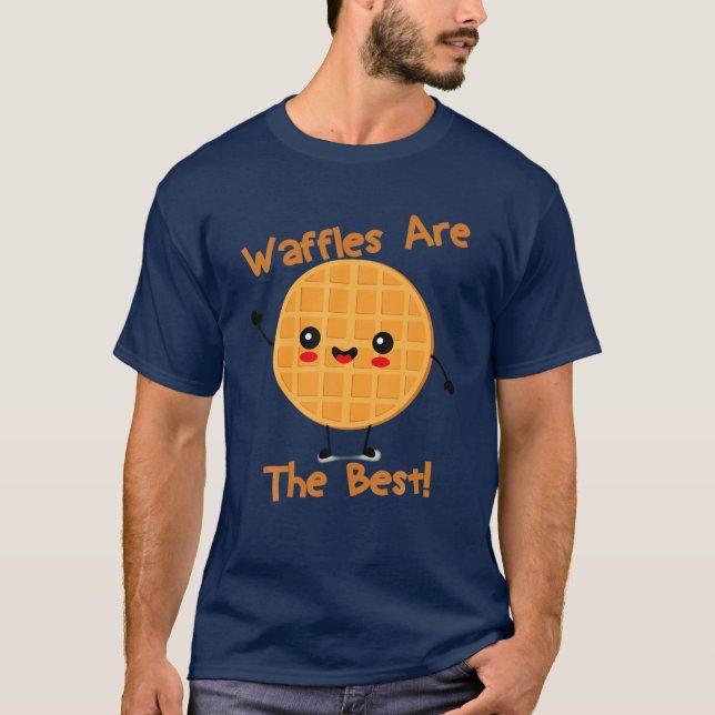 Camiseta Kawaii Comida Waffles São O Melhor Café Da Manhã E (Frente)