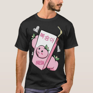 Camiseta Kawaii Coreano Peach Juice Fruta Lovable Cuteness 