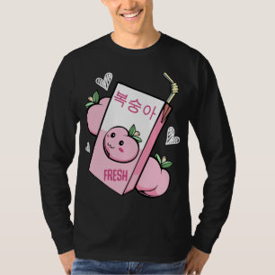 Camiseta Kawaii Coreano Peach Juice Fruta Lovable Cuteness