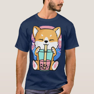 Camiseta Kawaii Corgi Dog Bubble Tea Boba Anime Neko Japane