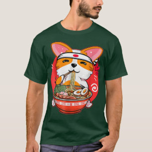 Camiseta Kawaii Corgi Ramen Cute Japanese Manga Anime Gift 