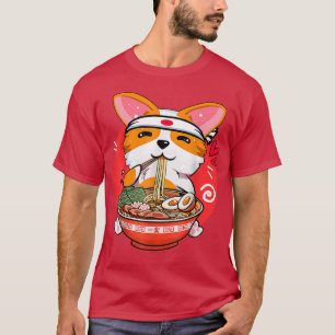 Camiseta Kawaii Corgi Ramen Cute Manga Anime Japonês Presen
