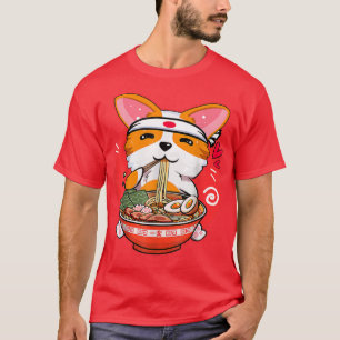 Camiseta Kawaii Corgi Ramen Cute Manga Anime Japonês Presen