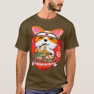 Camiseta Kawaii Corgi Ramen Cute Manga Anime Japonês Presen