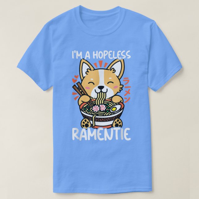 Camiseta Kawaii Corgi Ramen Cute Puppy Japonês Manga Anime (Frente do Design)