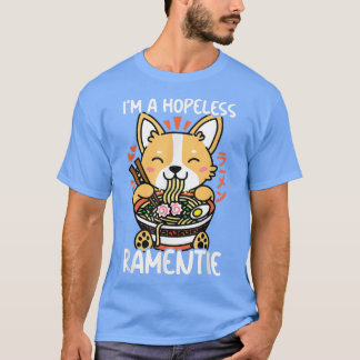 Camiseta Kawaii Corgi Ramen Cute Puppy Japonês Manga Anime