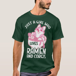 Camiseta Kawaii Corgi Ramen Cute Puppy Japonês Manga Anime