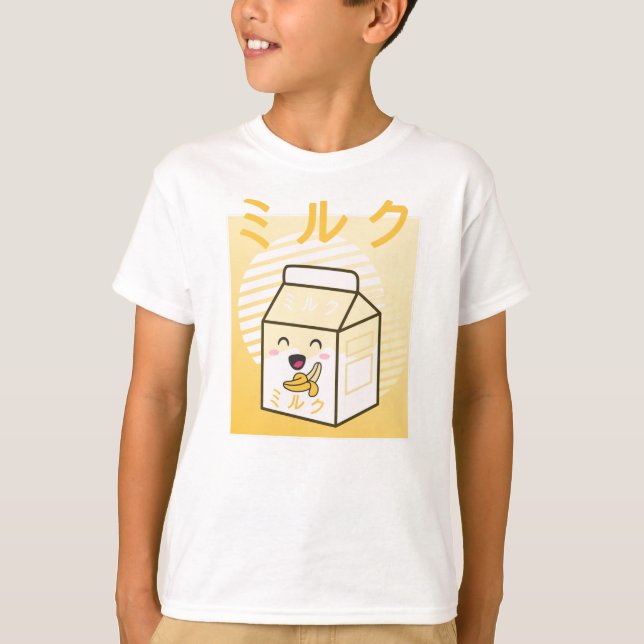 Camiseta Kawaii Cow Retro Japonês Bananas milk (Frente)