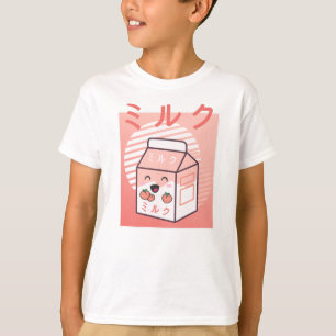 Camiseta Kawaii Cow Retro Japonês Peach milk