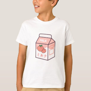 Camiseta Kawaii Cow Retro Japonês Peach milk