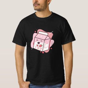 Camiseta Kawaii Cow Retro Japonês Strawberry Milkshake