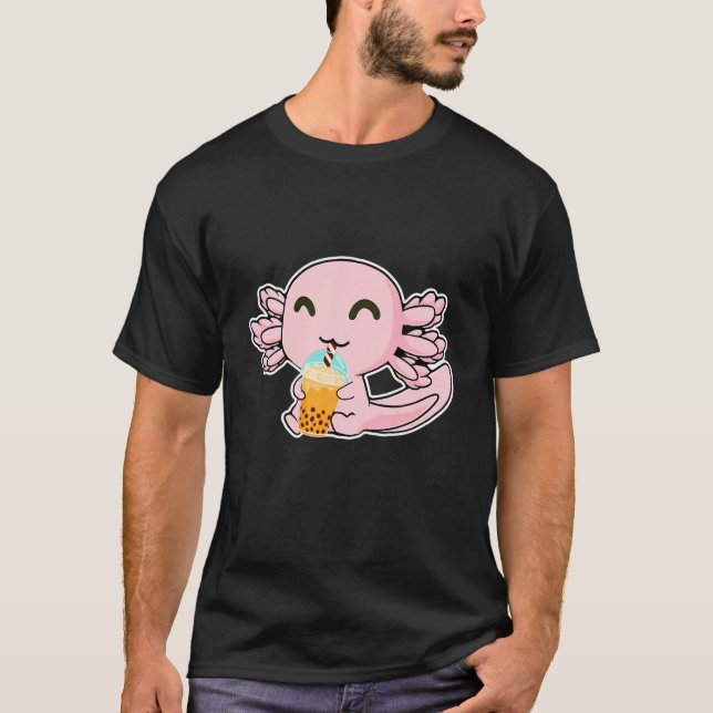 Camiseta Kawaii Cute Anime Axolotl Boba Tea Bubble milk Tea (Frente)