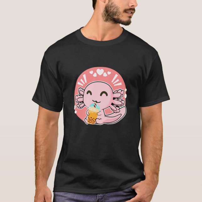 Camiseta Kawaii Cute Anime Axolotl Boba Tea Bubble milk Tea (Frente)