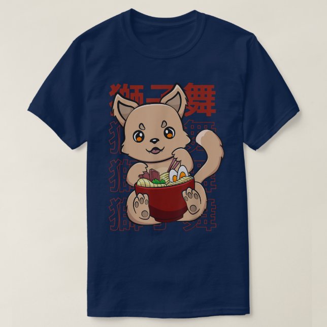 Camiseta Kawaii Cute Anime Dingo Otaku Japonês Ramen Noodl (Frente do Design)