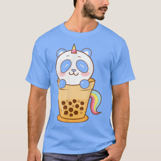 Camiseta Kawaii Cute Anime Panda Boba Bubble Tea Otaku Men
