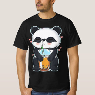 Camiseta Kawaii Cute Anime Panda Boba Bubble Tea Otaku Men