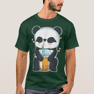 Camiseta Kawaii Cute Anime Panda Boba Bubble Tea Otaku Men
