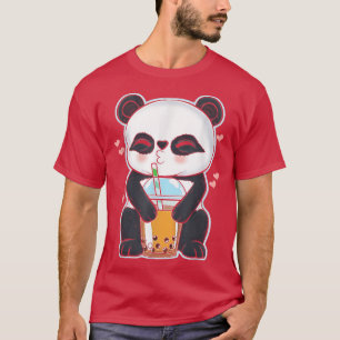 Camiseta Kawaii Cute Anime Panda Boba Bubble Tea Otaku Men