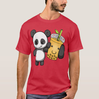 Camiseta Kawaii Cute Anime Panda Boba Bubble Tea Otaku Men