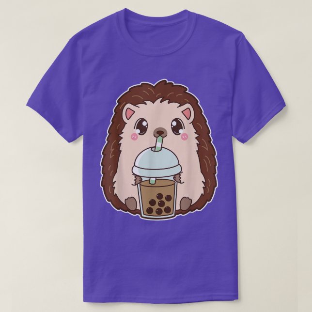 Camiseta Kawaii Cute Boba Hedgehog Clássica Bubble Pearl Mi (Frente do Design)