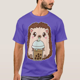 Camiseta Kawaii Cute Boba Hedgehog Clássica Bubble Pearl Mi