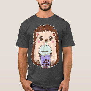 Camiseta Kawaii Cute Boba Hedgehog Taro Ube Bubble Pearl Mi
