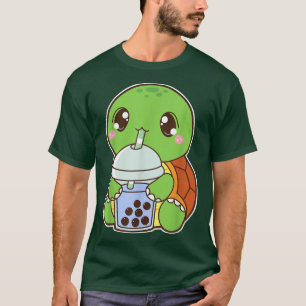 Camiseta Kawaii Cute Boba Turtle Reptile Blue Bubble Pearl 