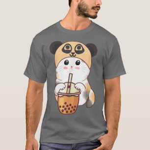 Camiseta Kawaii Cute Cat Boba Bubble milk Tea Anime Cat Lov