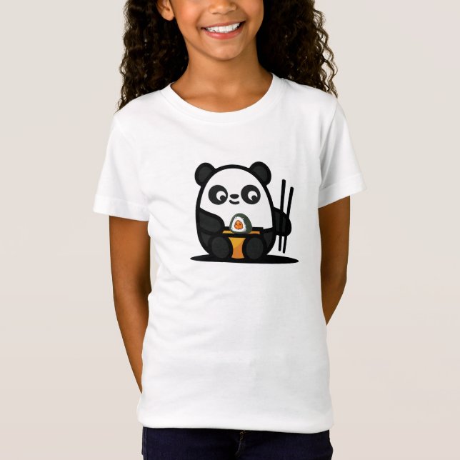 Camiseta Kawaii Cute Sushi Panda T-Shirt (Frente)
