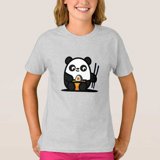 Camiseta Kawaii Cute Sushi Panda T-Shirt (Frente)