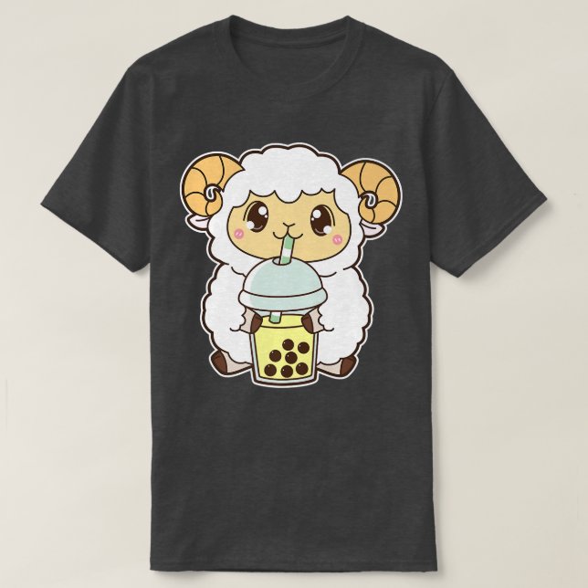 Camiseta Kawaii Cute Zodiac Boba Goat Banana Bubble Pearl M (Frente do Design)